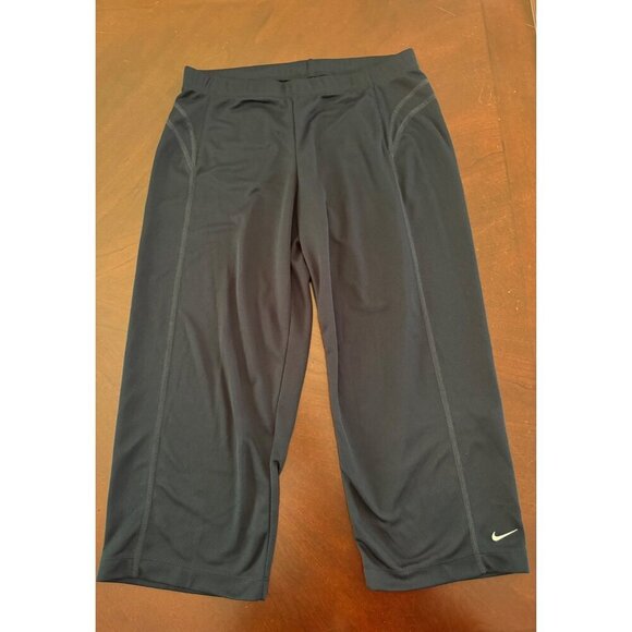 Nike NWT Dri-Fit Navy Blue Wide Leg Cropped Workout Pants Capri Y2K Size Small - Picture 3 of 12